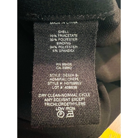 Theory Desza Deep Navy Admiral Crepe Black Asymetrical Hem Belted Dress Sz 6 - Picture 15 of 15